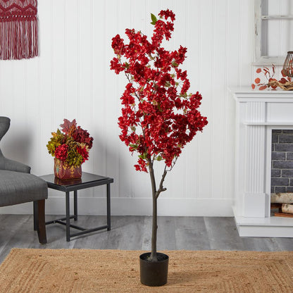 5ft. Cherry Blossom Artificial Tree, Red