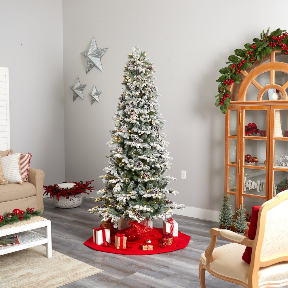 7.5ft. Flocked Alaskan Pre-Lit Artificial Christmas Tree 350 LED Lights