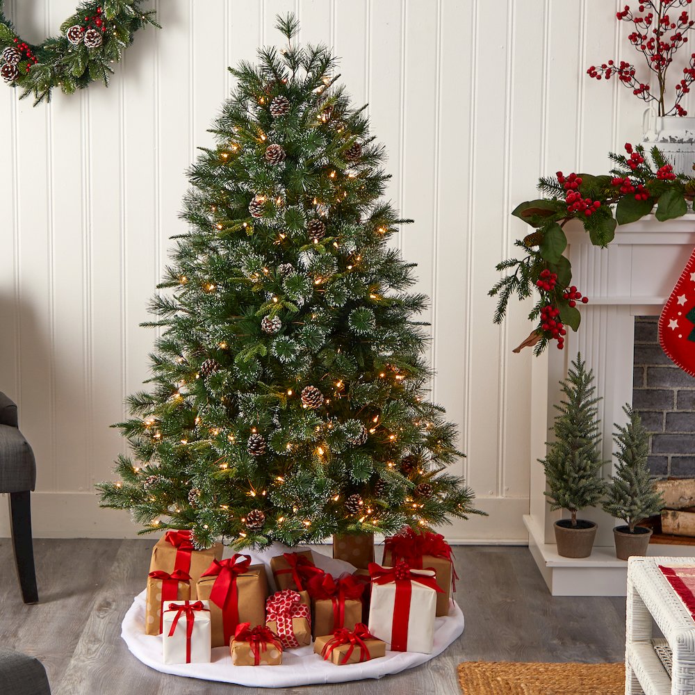 4ft. Snowed Tipped Clermont Mixed Pine Christmas Tree with 200 Clear Lights