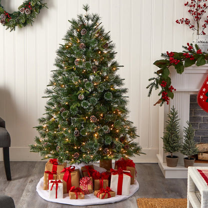 4ft. Snowed Tipped Clermont Mixed Pine Christmas Tree with 200 Clear Lights
