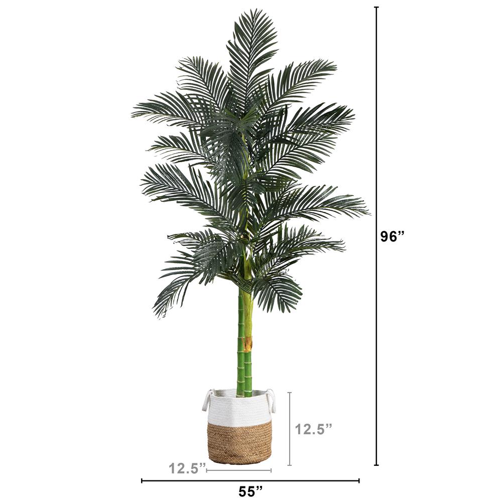 8ft. Golden Cane Artificial Palm Tree in Handmade Natural Cotton Planter