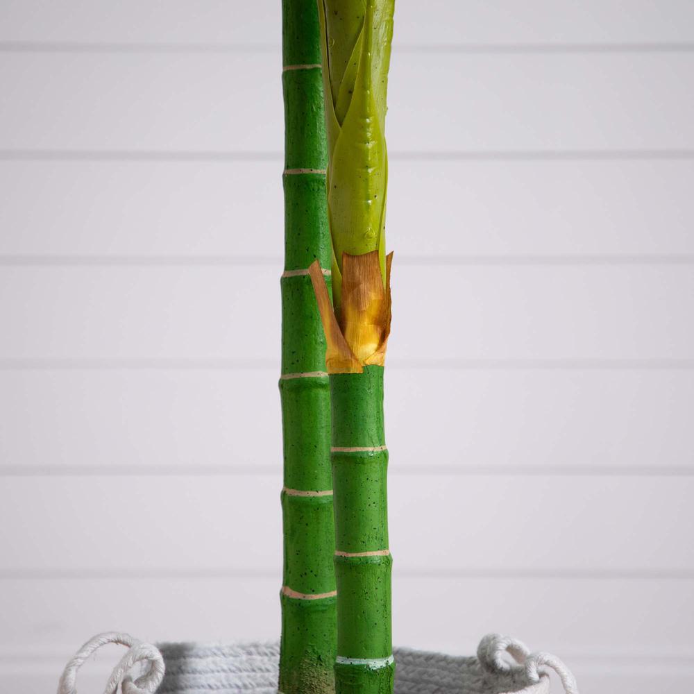 8ft. Golden Cane Artificial Palm Tree in Handmade Natural Cotton Planter