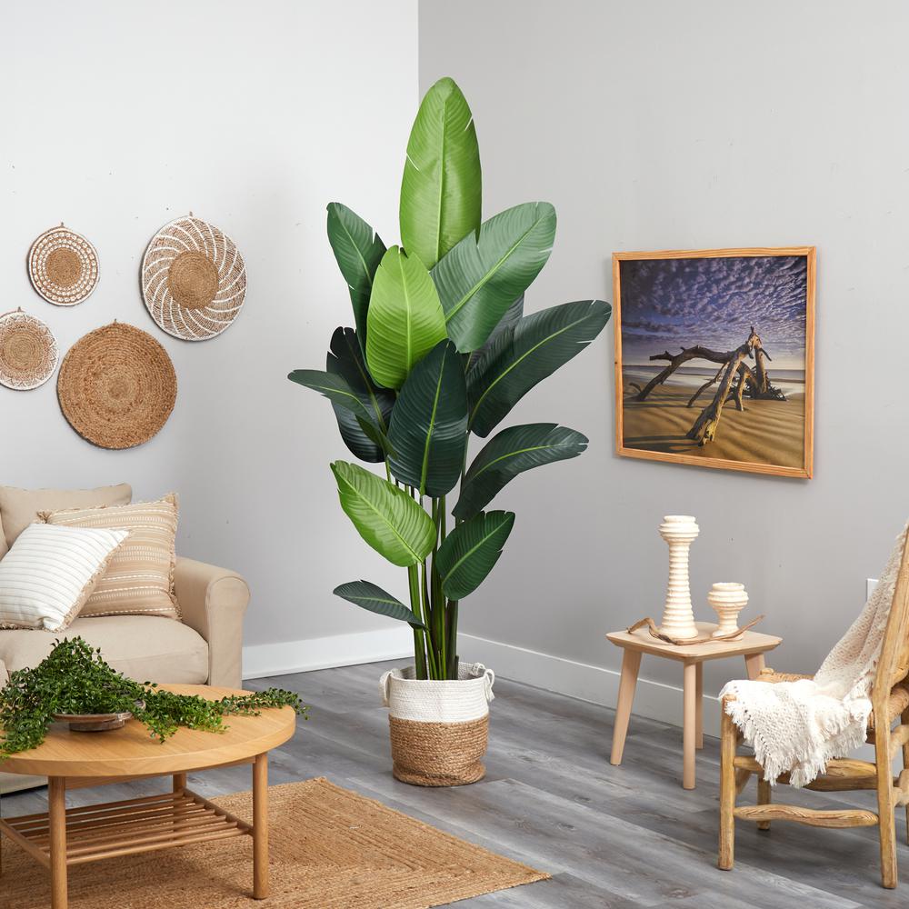 7ft. Artificial Travelers Palm Tree with Handmade Jute & Cotton Basket
