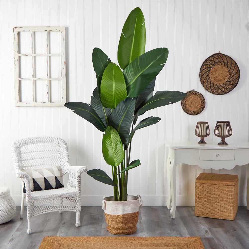 7ft. Artificial Travelers Palm Tree with Handmade Jute & Cotton Basket
