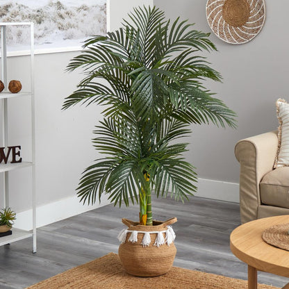 5ft. Artificial Double Stalk Golden Cane Palm Tree