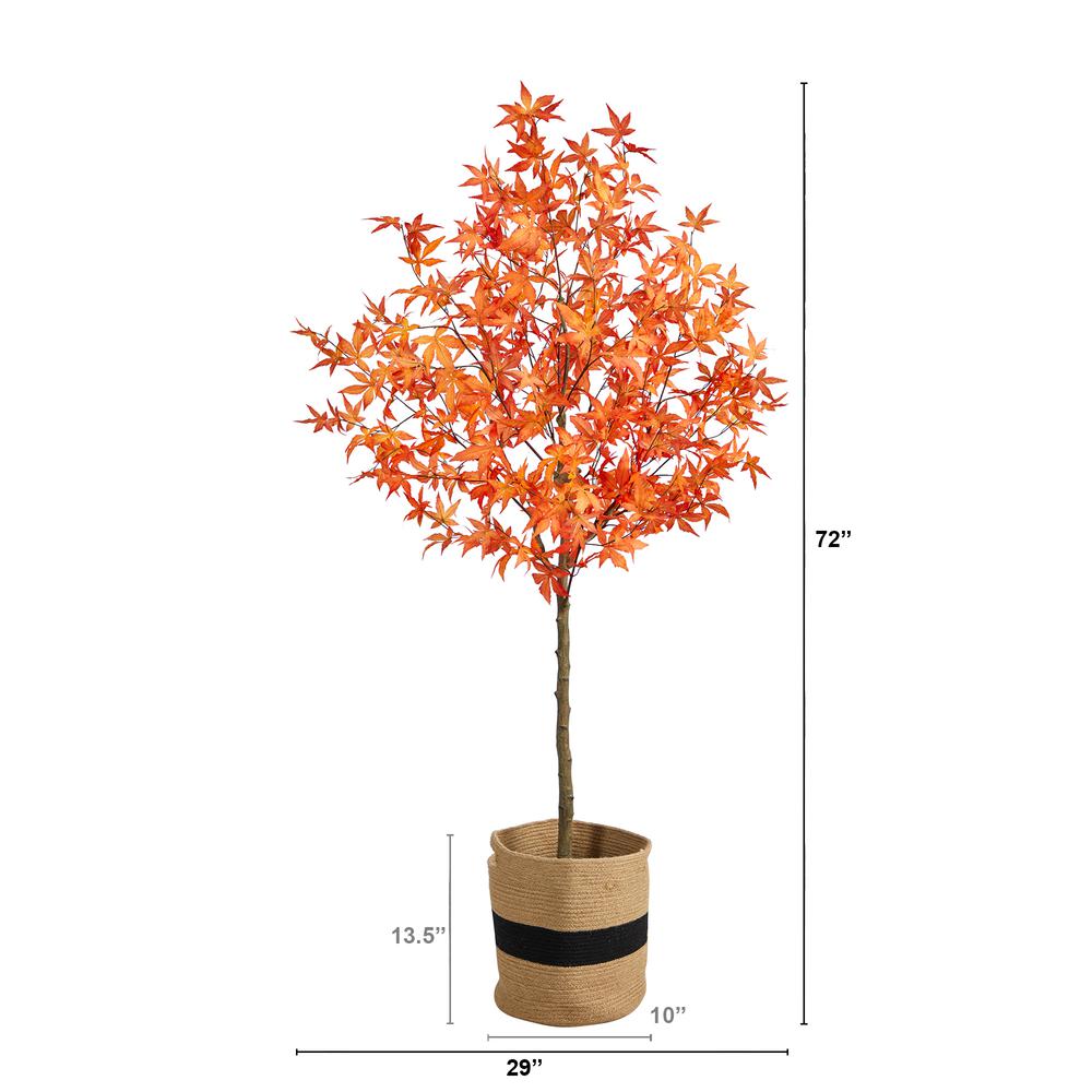 6ft. Artificial Autumn Maple Tree with Handmade Jute & Cotton Basket