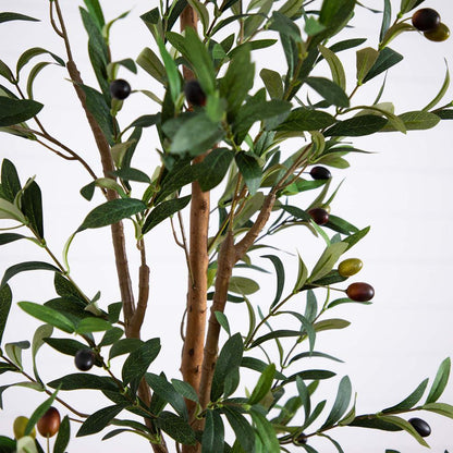 7ft. Artificial Olive Tree with Natural Trunk and Handmade Jute Basket