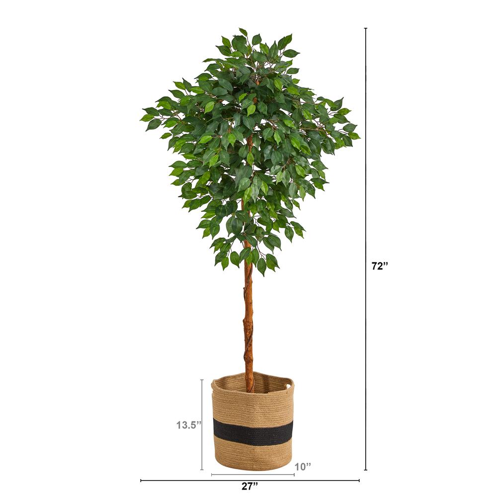 6ft. Artificial Ficus Tree with Handmade Jute & Cotton Basket