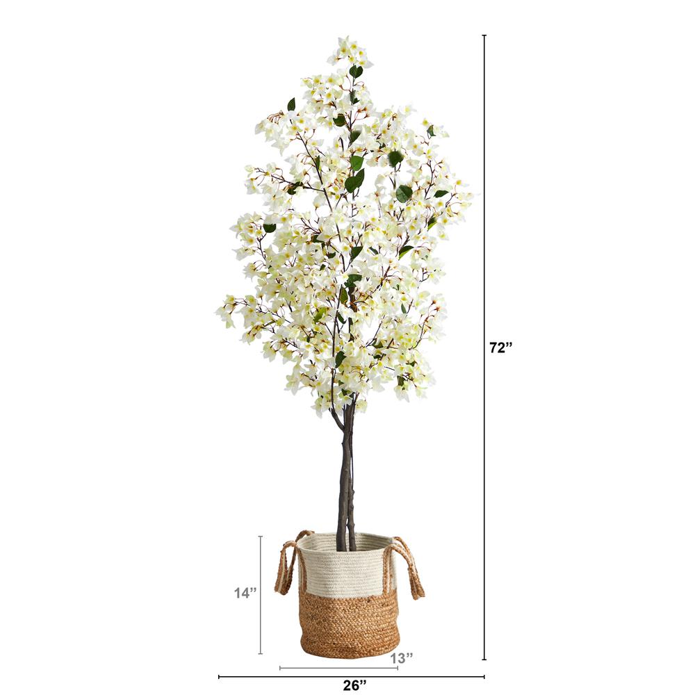 6ft. Artificial Bougainvillea Tree with Handmade Jute & Cotton Basket