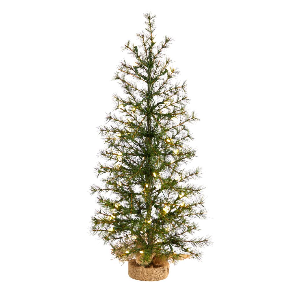 3ft. Artificial Christmas Tree with 50 Clear LED Lights Set in a Burlap Base