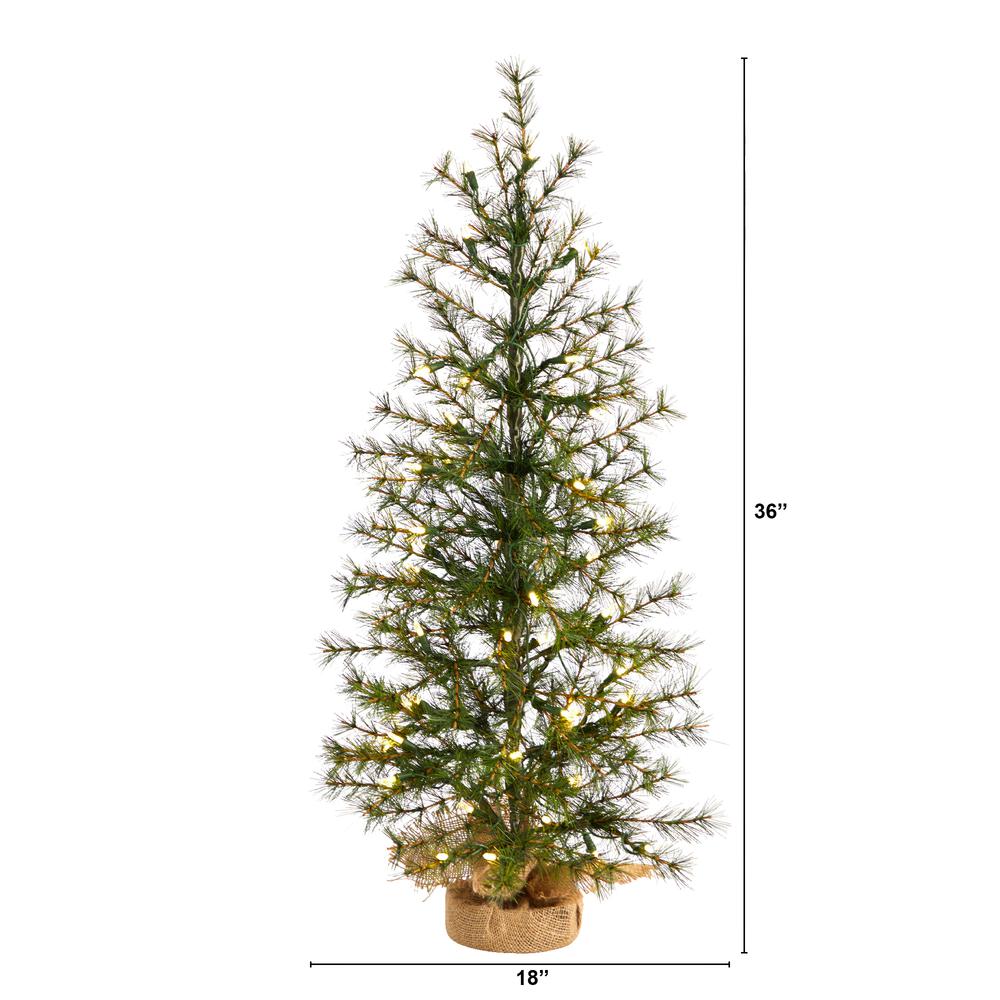 3ft. Artificial Christmas Tree with 50 Clear LED Lights Set in a Burlap Base