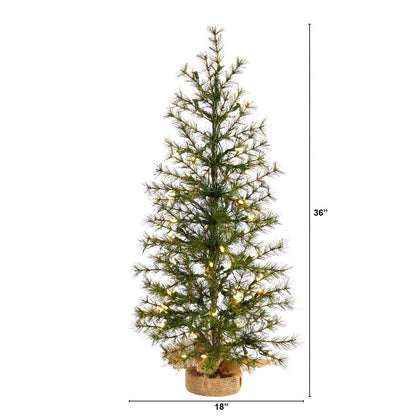 3ft. Artificial Christmas Tree with 50 Clear LED Lights Set in a Burlap Base
