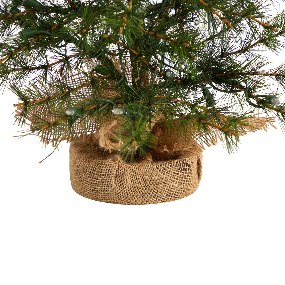 3ft. Artificial Christmas Tree with 50 Clear LED Lights Set in a Burlap Base