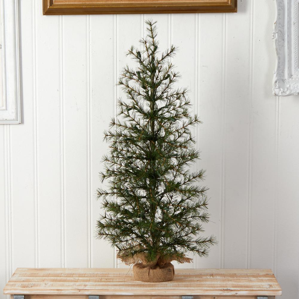 3ft. Artificial Christmas Tree with 50 Clear LED Lights Set in a Burlap Base