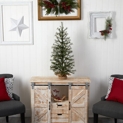 3ft. Artificial Christmas Tree with 50 Clear LED Lights Set in a Burlap Base