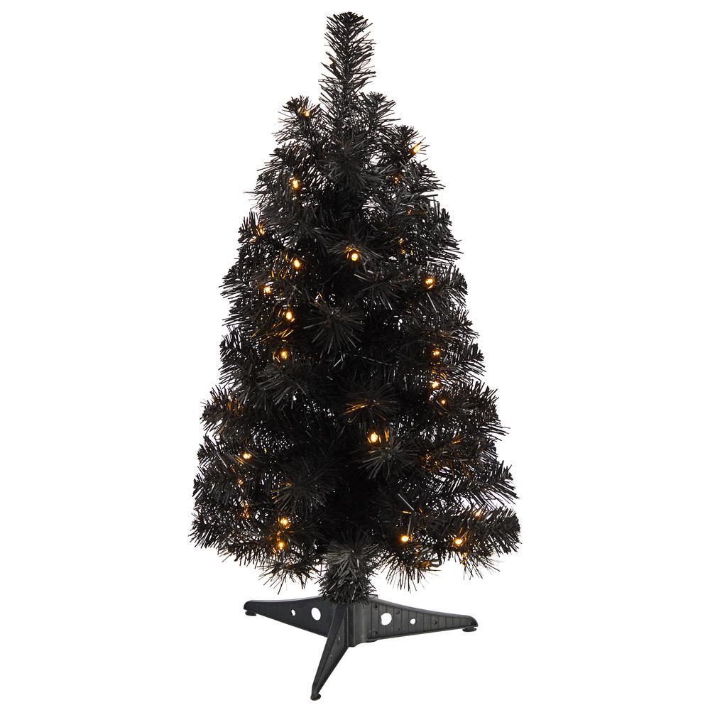 2ft. Black Artificial Christmas Tree with 35 LED Lights and 72 Bendable Branches