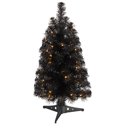 2ft. Black Artificial Christmas Tree with 35 LED Lights and 72 Bendable Branches