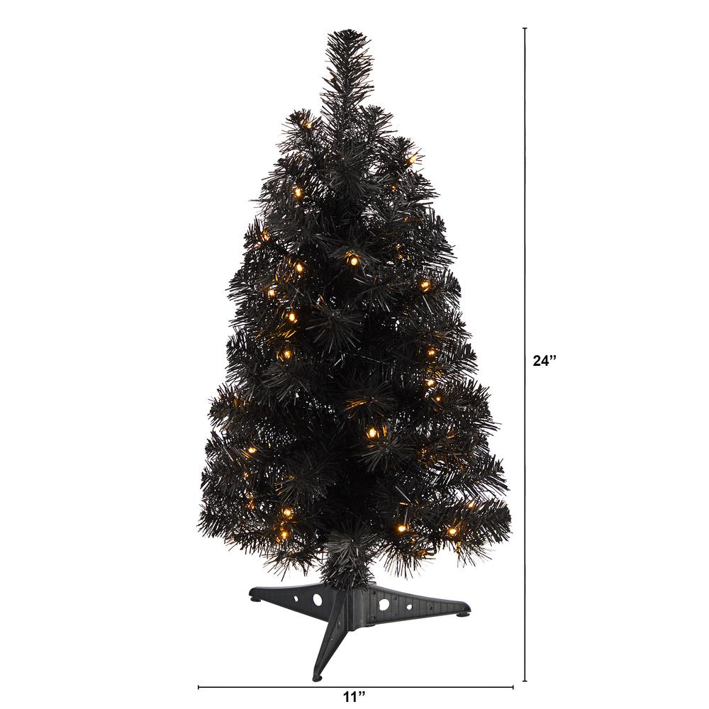 2ft. Black Artificial Christmas Tree with 35 LED Lights and 72 Bendable Branches