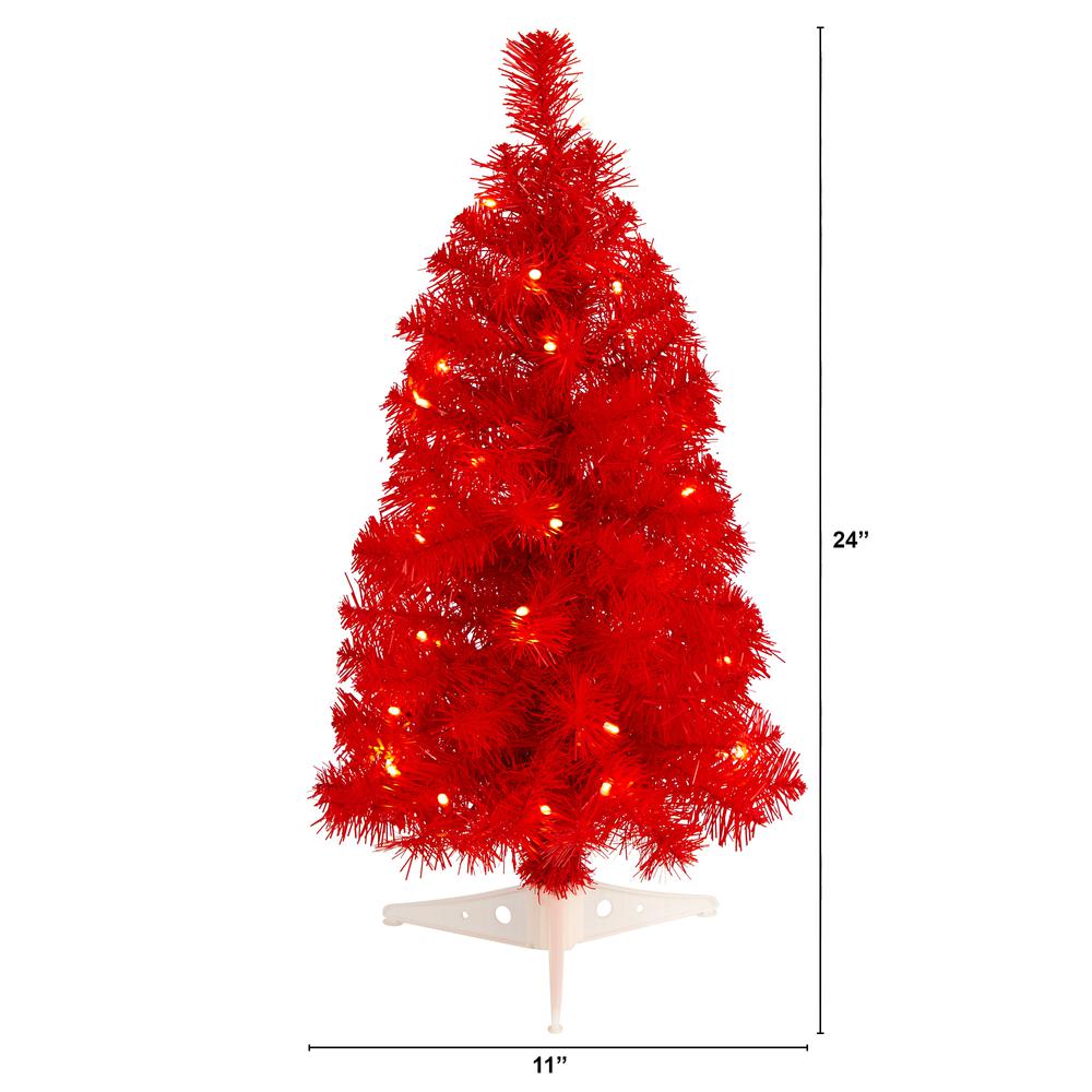 2ft. Red Artificial Christmas Tree with 35 LED Lights and 72 Bendable Branches