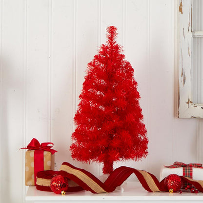 2ft. Red Artificial Christmas Tree with 35 LED Lights and 72 Bendable Branches