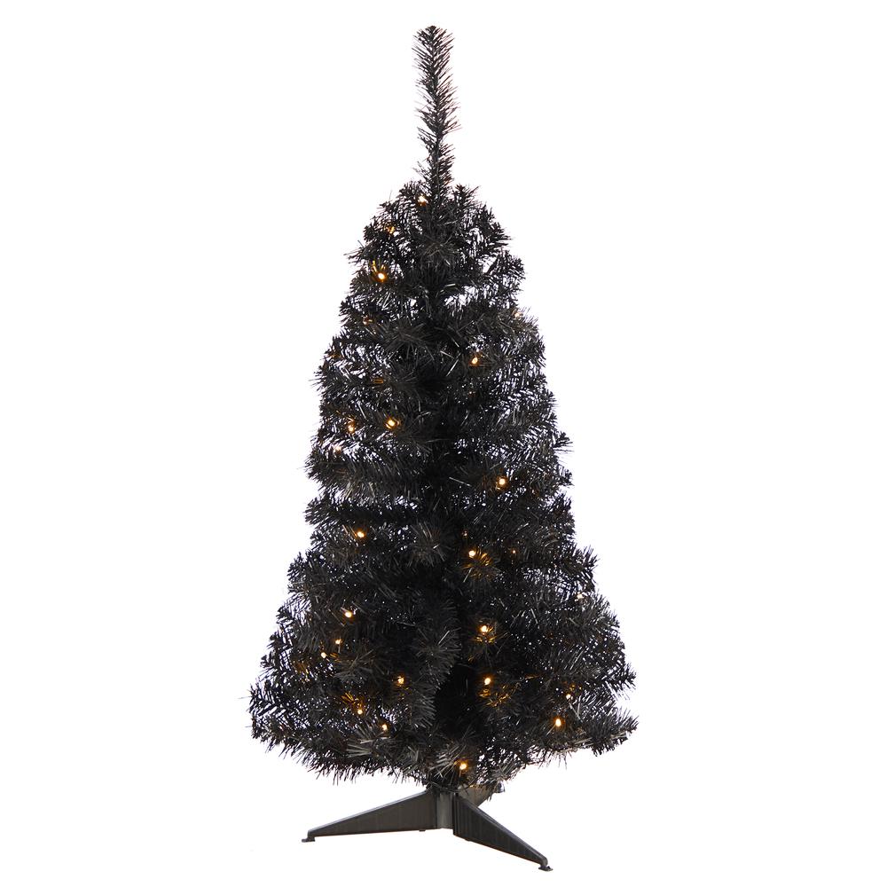 3ft. Black Artificial Christmas Tree with 50 LED Lights and 118 Bendable Branches