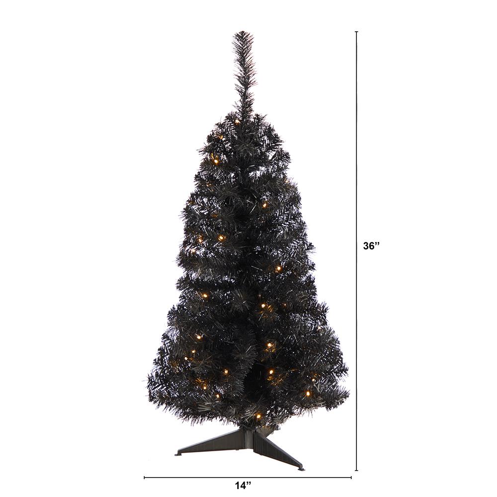 3ft. Black Artificial Christmas Tree with 50 LED Lights and 118 Bendable Branches