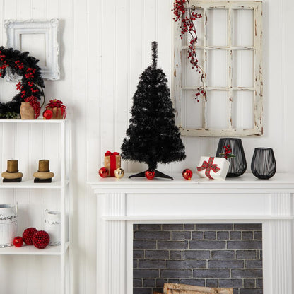 3ft. Black Artificial Christmas Tree with 50 LED Lights and 118 Bendable Branches