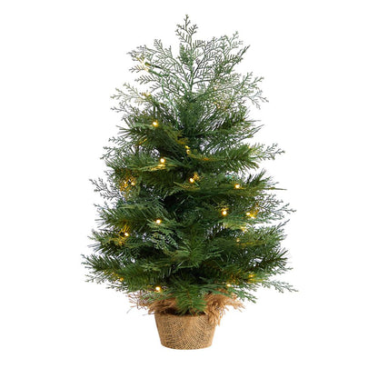 2ft. Artificial Christmas Tree in Burlap Base with 35 Warm White LED Lights