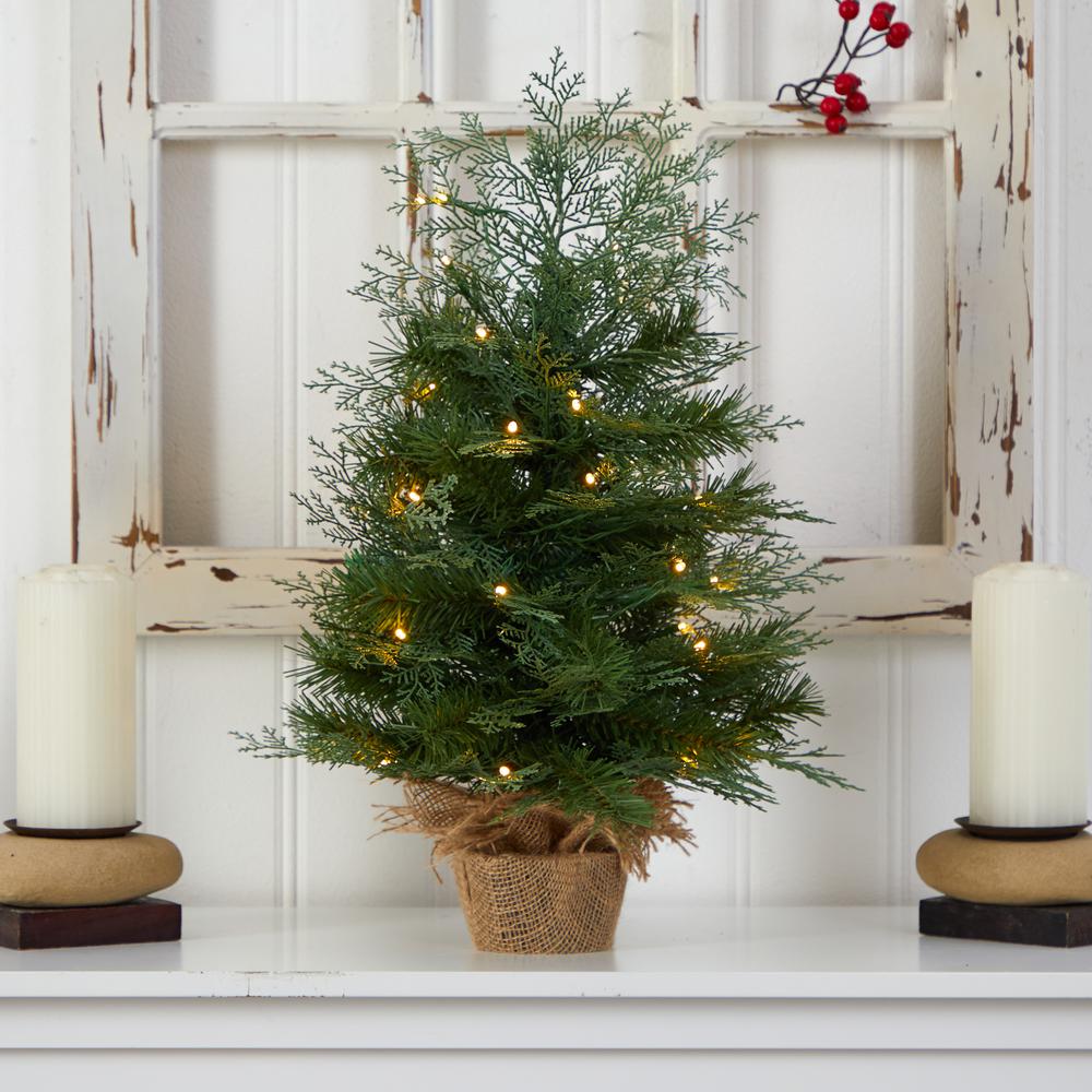 2ft. Artificial Christmas Tree in Burlap Base with 35 Warm White LED Lights