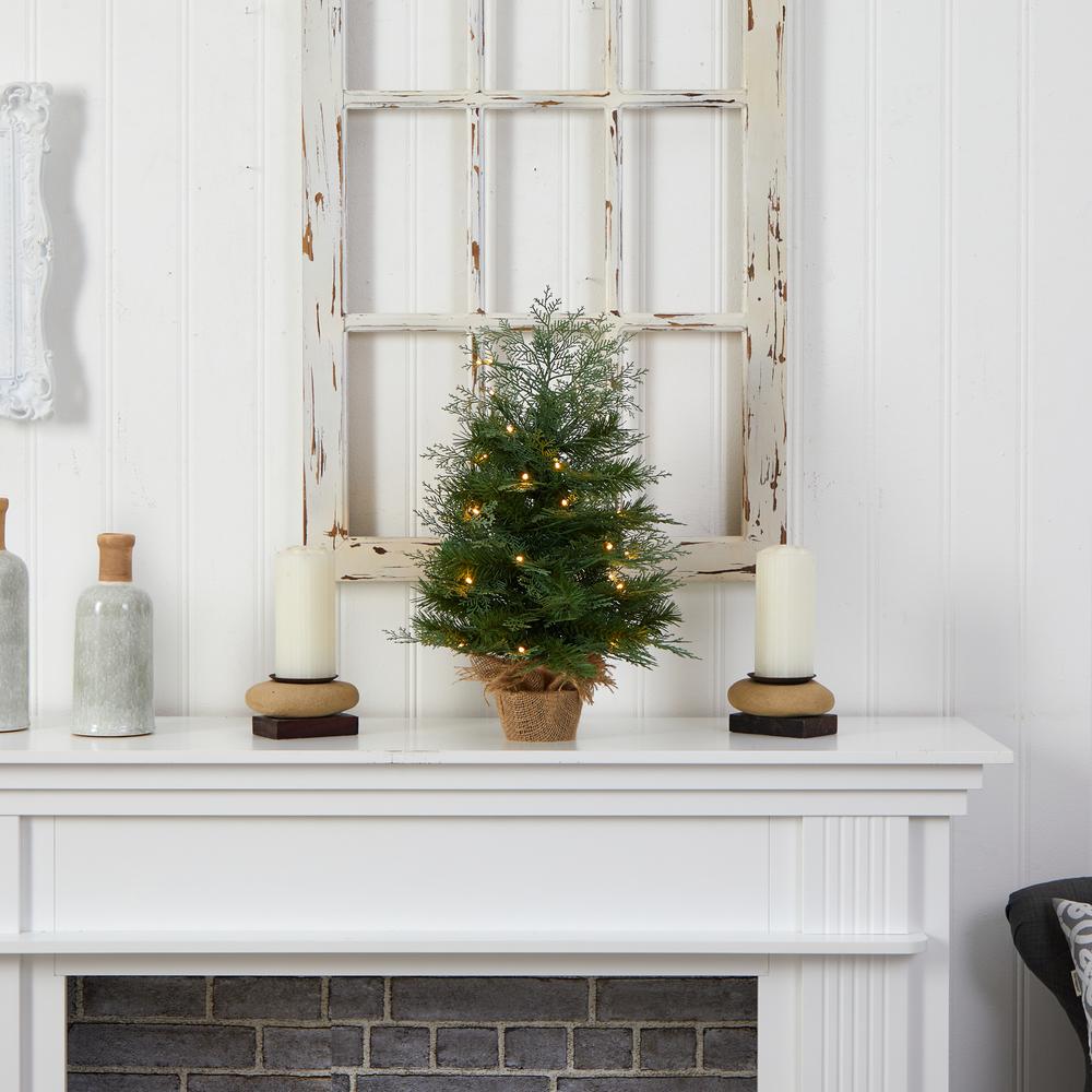 2ft. Artificial Christmas Tree in Burlap Base with 35 Warm White LED Lights