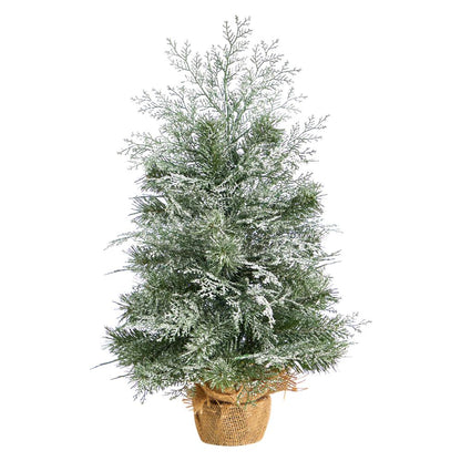 2ft. Winter Frosted Artificial Christmas Tree with 35 LED Lights in Burlap Base