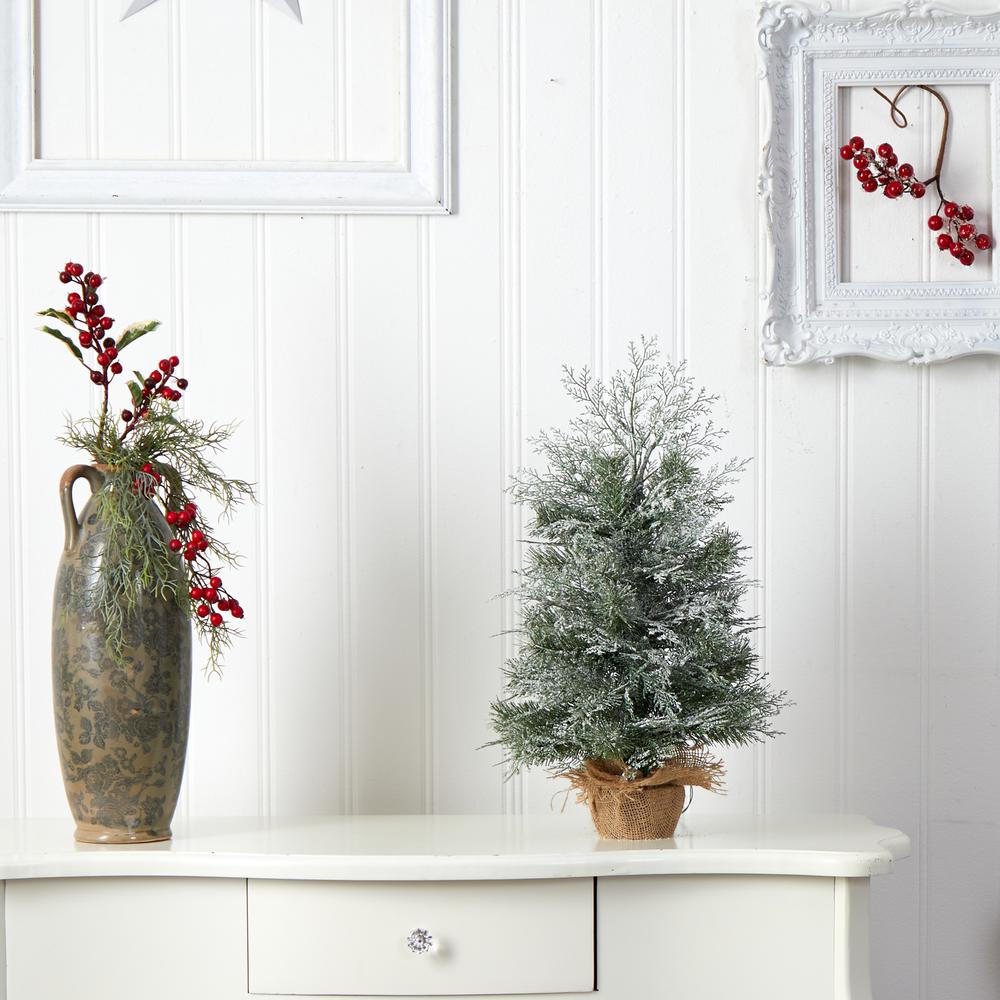 2ft. Winter Frosted Artificial Christmas Tree with 35 LED Lights in Burlap Base