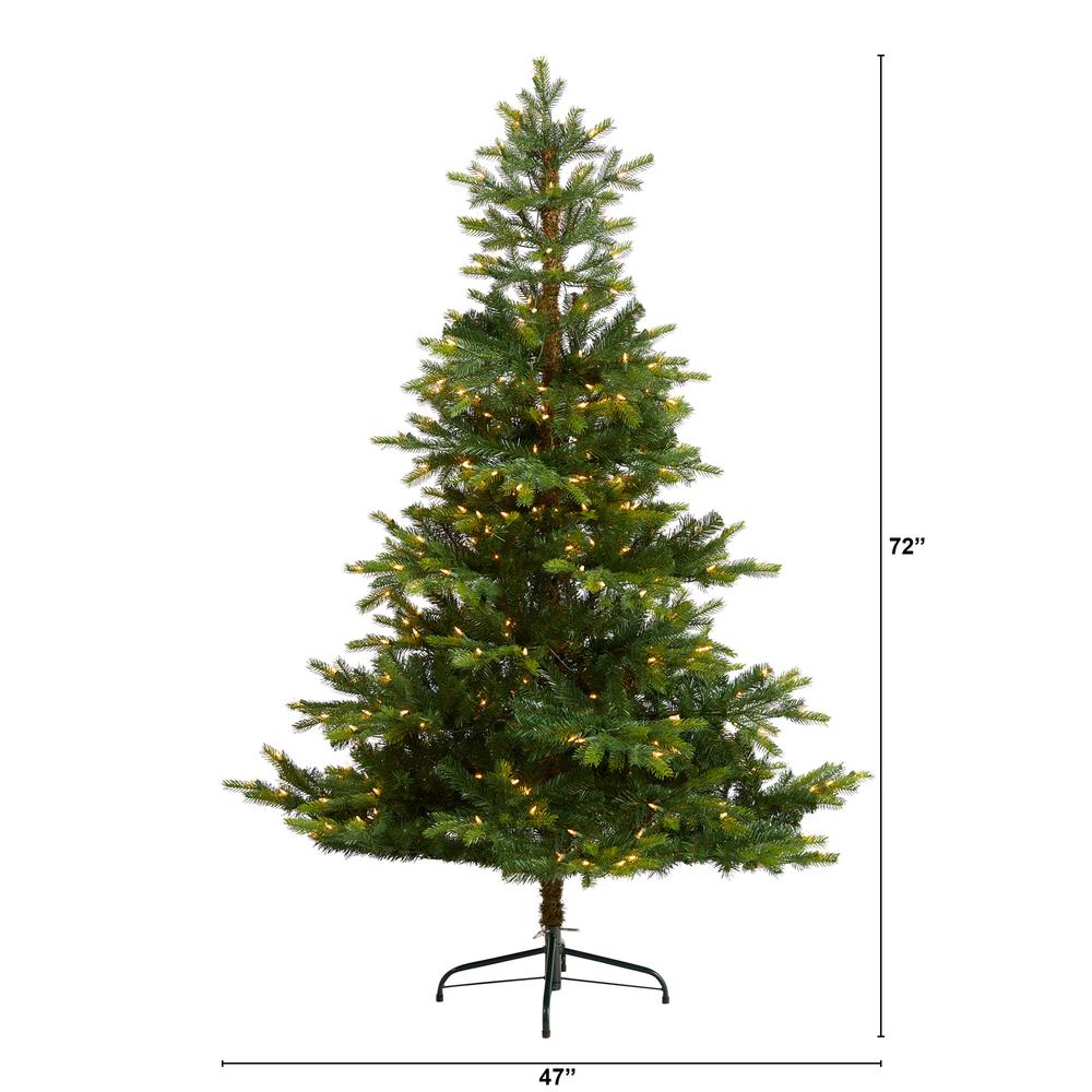 6ft. North Carolina Spruce Artificial Christmas Tree with 350 Clear Lights and 631 Bendable Branches
