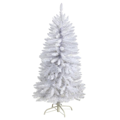 4ft. Slim White Artificial Christmas Tree with 100 Warm White LED Lights and 293 Bendable Branches