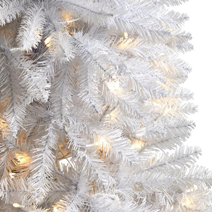 4ft. Slim White Artificial Christmas Tree with 100 Warm White LED Lights and 293 Bendable Branches