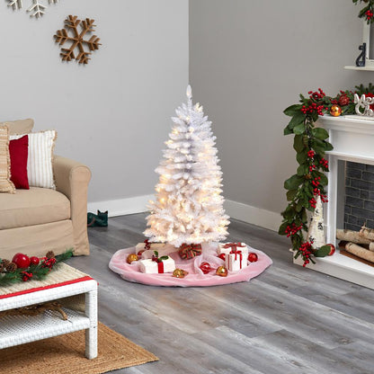 4ft. Slim White Artificial Christmas Tree with 100 Warm White LED Lights and 293 Bendable Branches