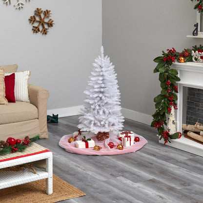 4ft. Slim White Artificial Christmas Tree with 100 Warm White LED Lights and 293 Bendable Branches