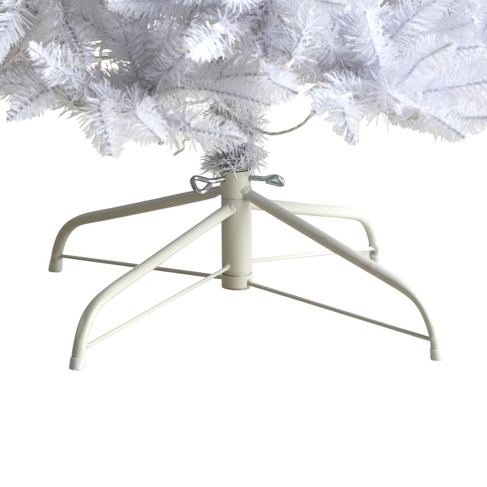 8ft. Slim White Artificial Christmas Tree with 400 Warm White LED Lights and 1348 Bendable Branches