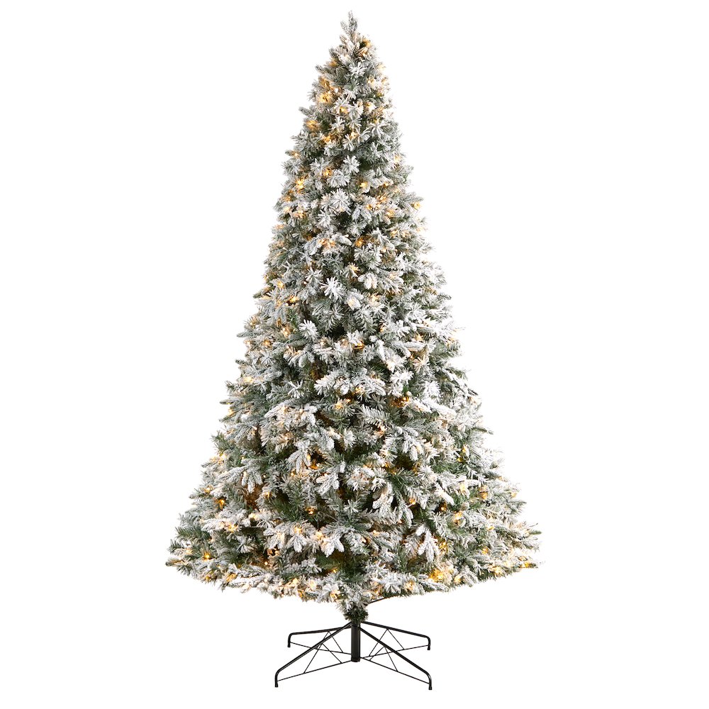 9ft. Flocked Vermont Mixed Pine Artificial Christmas Tree with 650 LED Lights