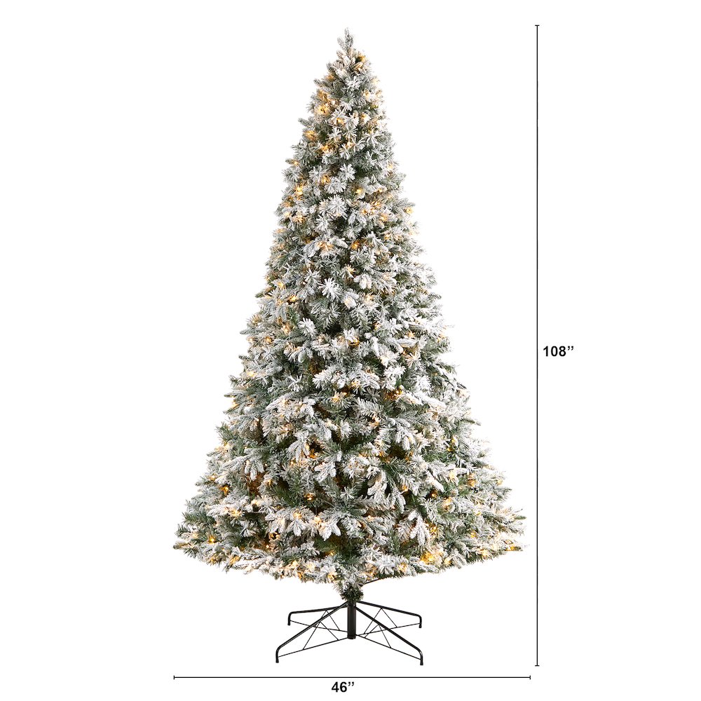 9ft. Flocked Vermont Mixed Pine Artificial Christmas Tree with 650 LED Lights