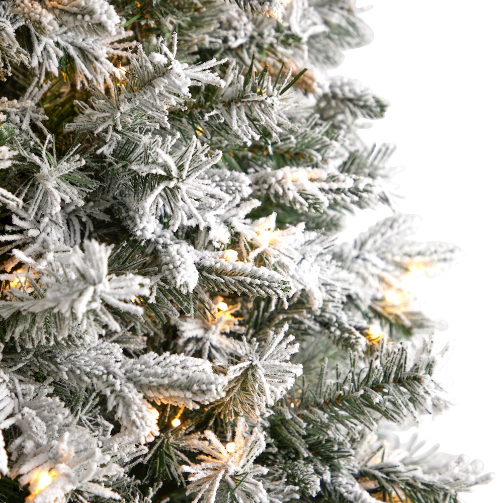 9ft. Flocked Vermont Mixed Pine Artificial Christmas Tree with 650 LED Lights