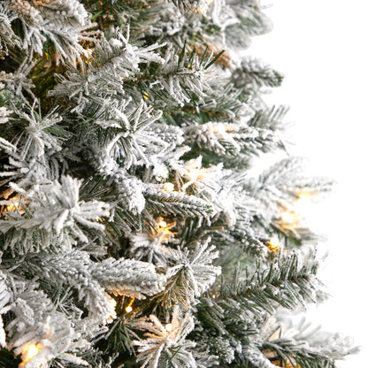 9ft. Flocked Vermont Mixed Pine Artificial Christmas Tree with 650 LED Lights