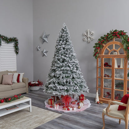 9ft. Flocked Vermont Mixed Pine Artificial Christmas Tree with 650 LED Lights