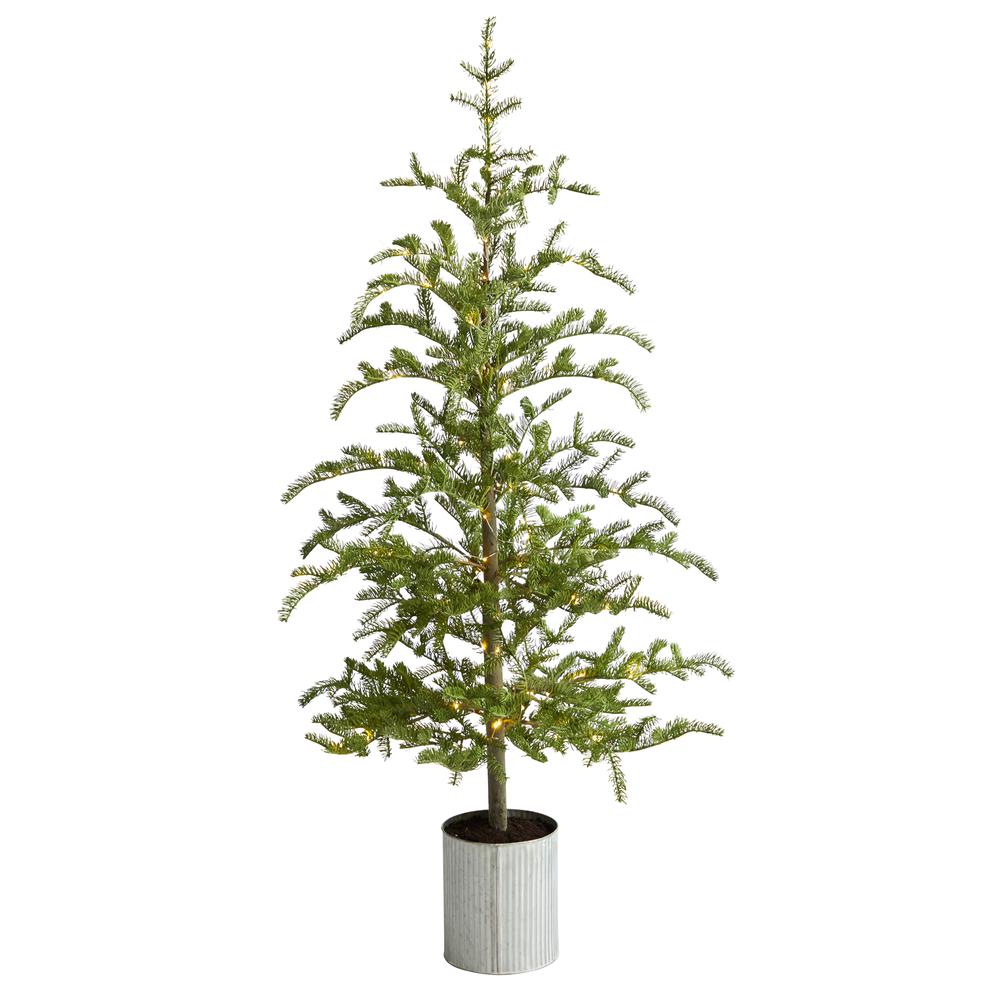 5.5ft. Pre-Lit Pine Artificial Christmas Tree in Decorative Planter with 150 Lights