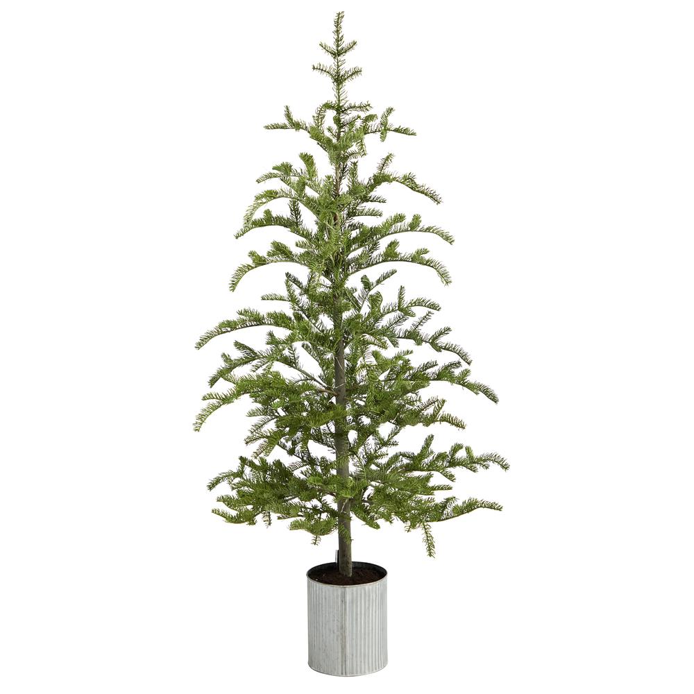 5.5ft. Pre-Lit Pine Artificial Christmas Tree in Decorative Planter with 150 Lights