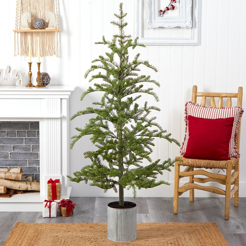 5.5ft. Pre-Lit Pine Artificial Christmas Tree in Decorative Planter with 150 Lights