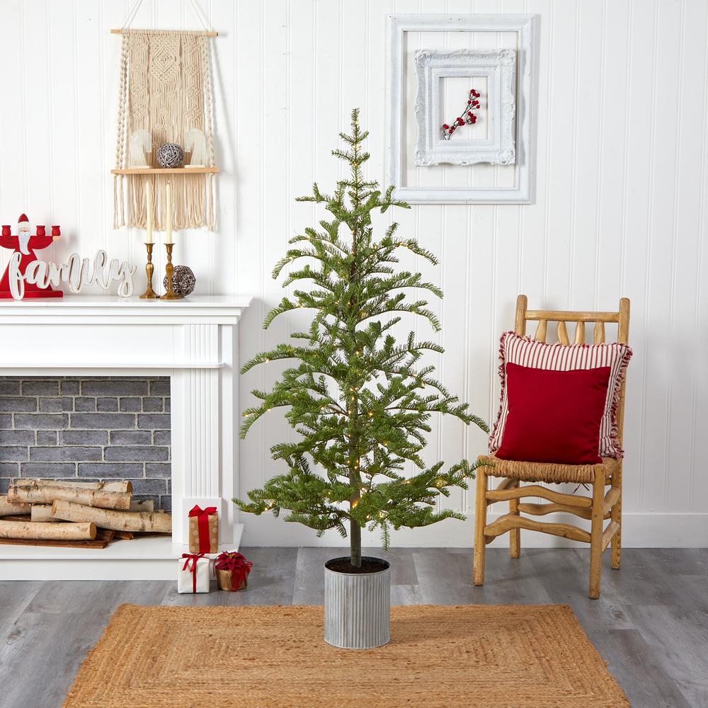 5.5ft. Pre-Lit Pine Artificial Christmas Tree in Decorative Planter with 150 Lights