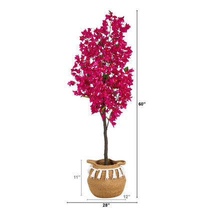 5ft. Artificial Bougainvillea Tree with Handmade Jute