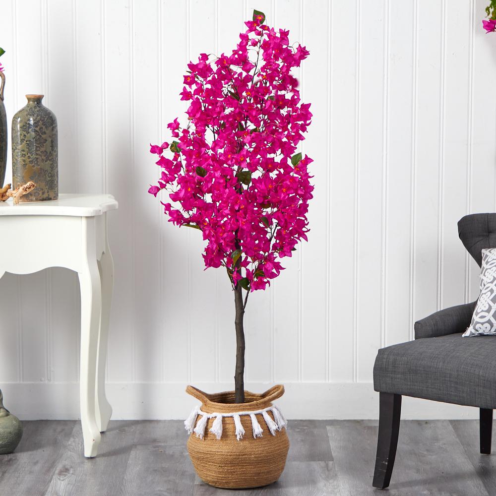 5ft. Artificial Bougainvillea Tree with Handmade Jute