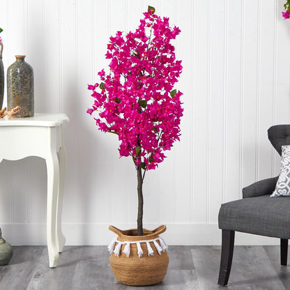 5ft. Artificial Bougainvillea Tree with Handmade Jute